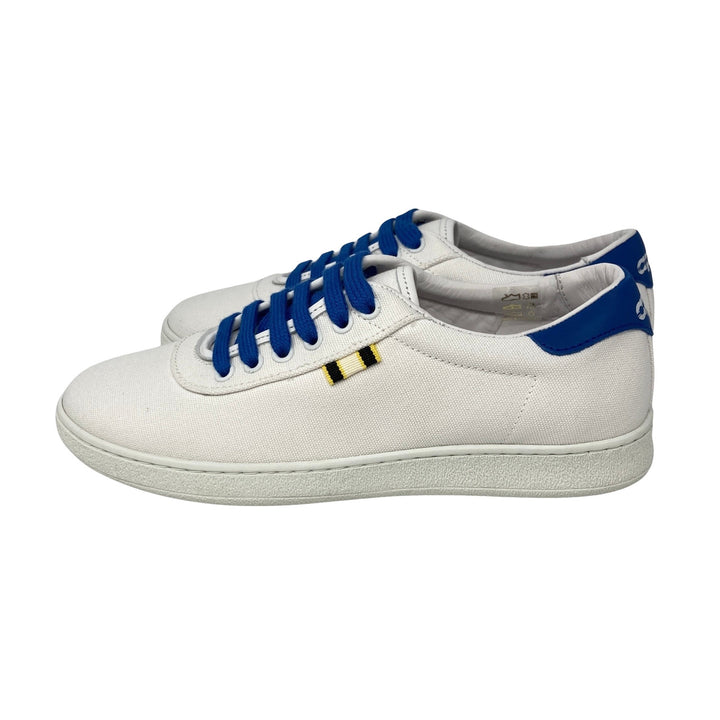 Aprix White Canvas and Royal Blue Accent Kids Sneaker-side