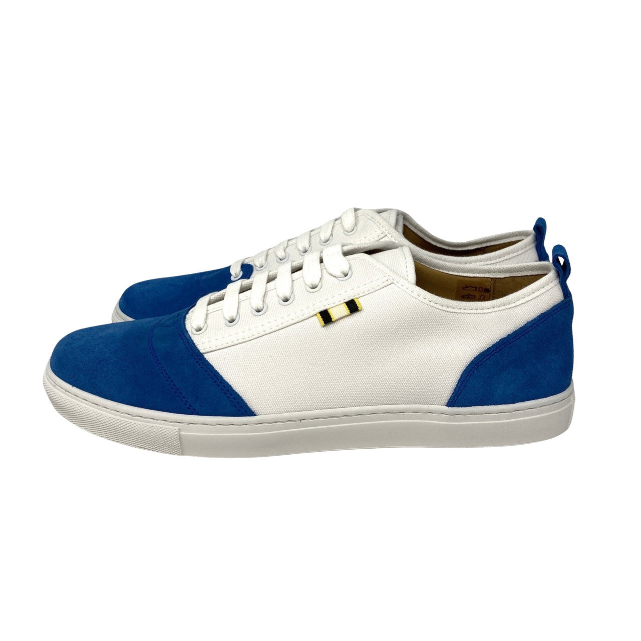Aprix White Canvas And Royal Blue Suede Sneaker-side