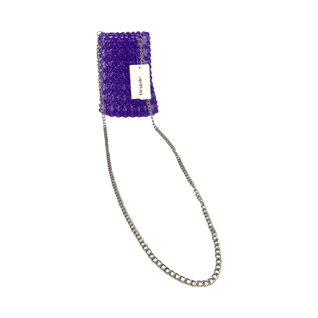 La Regale Purple Beaded Pouch Bag-Back