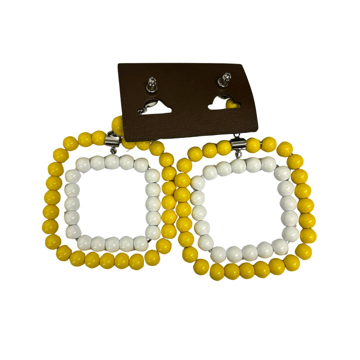 Marni Multicolor Beaded Square Motif Earrings