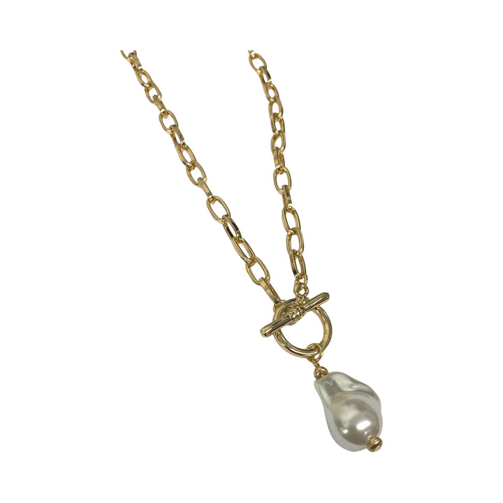 Crystal Avenue Chain And Pearl Pendant Necklace