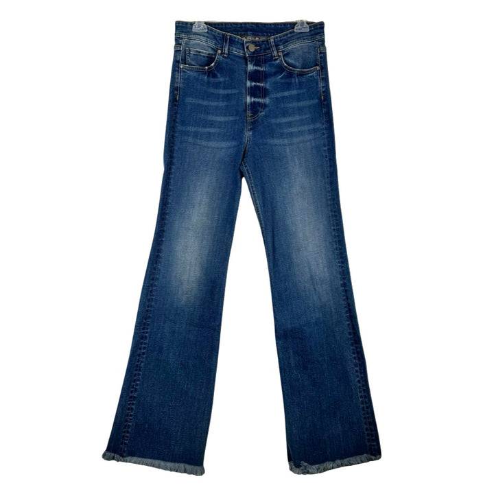 Peruvian Connection Frayed Hem Straight Leg Jeans