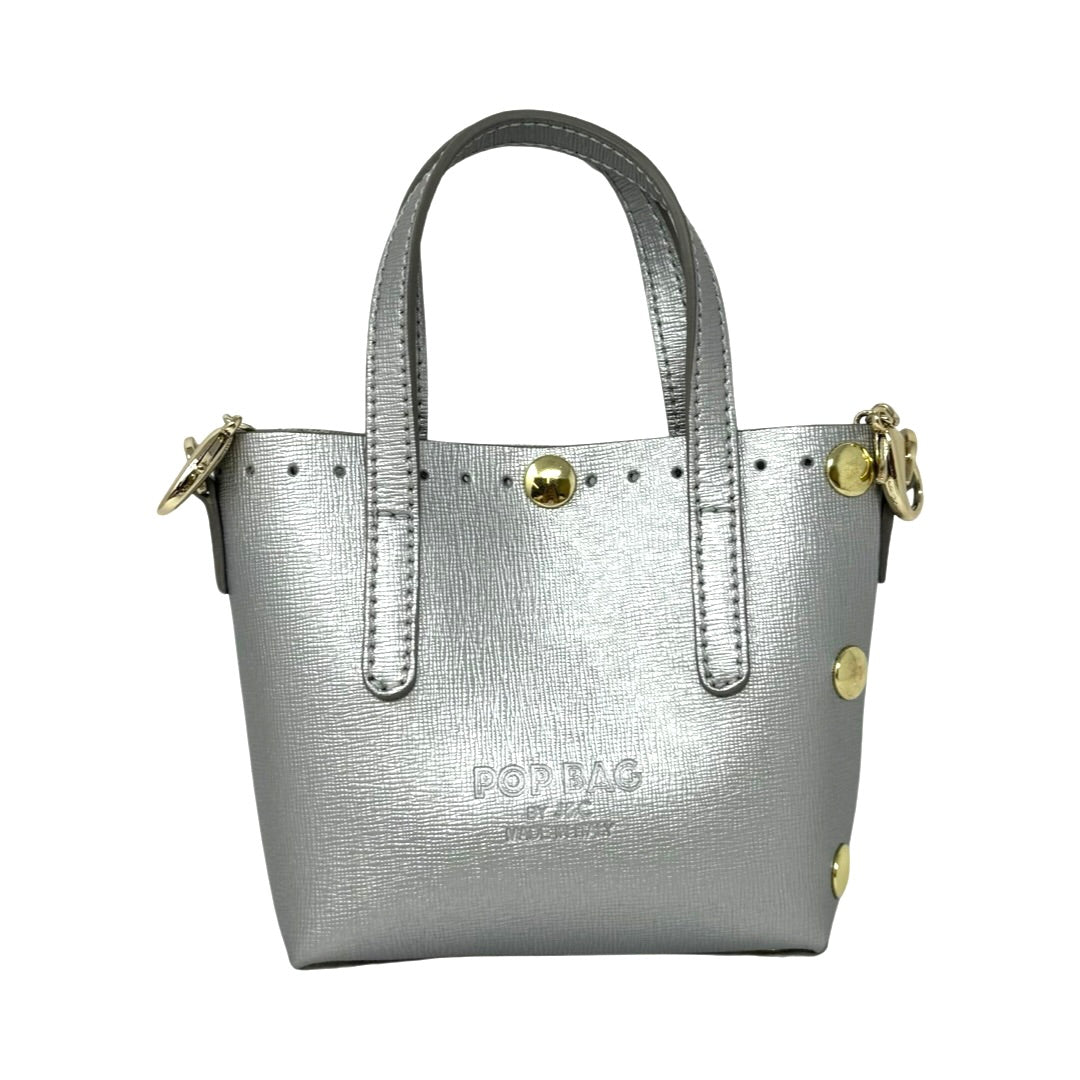 Pop Bag Micro Metallic Crossbody Bag-Gray Front