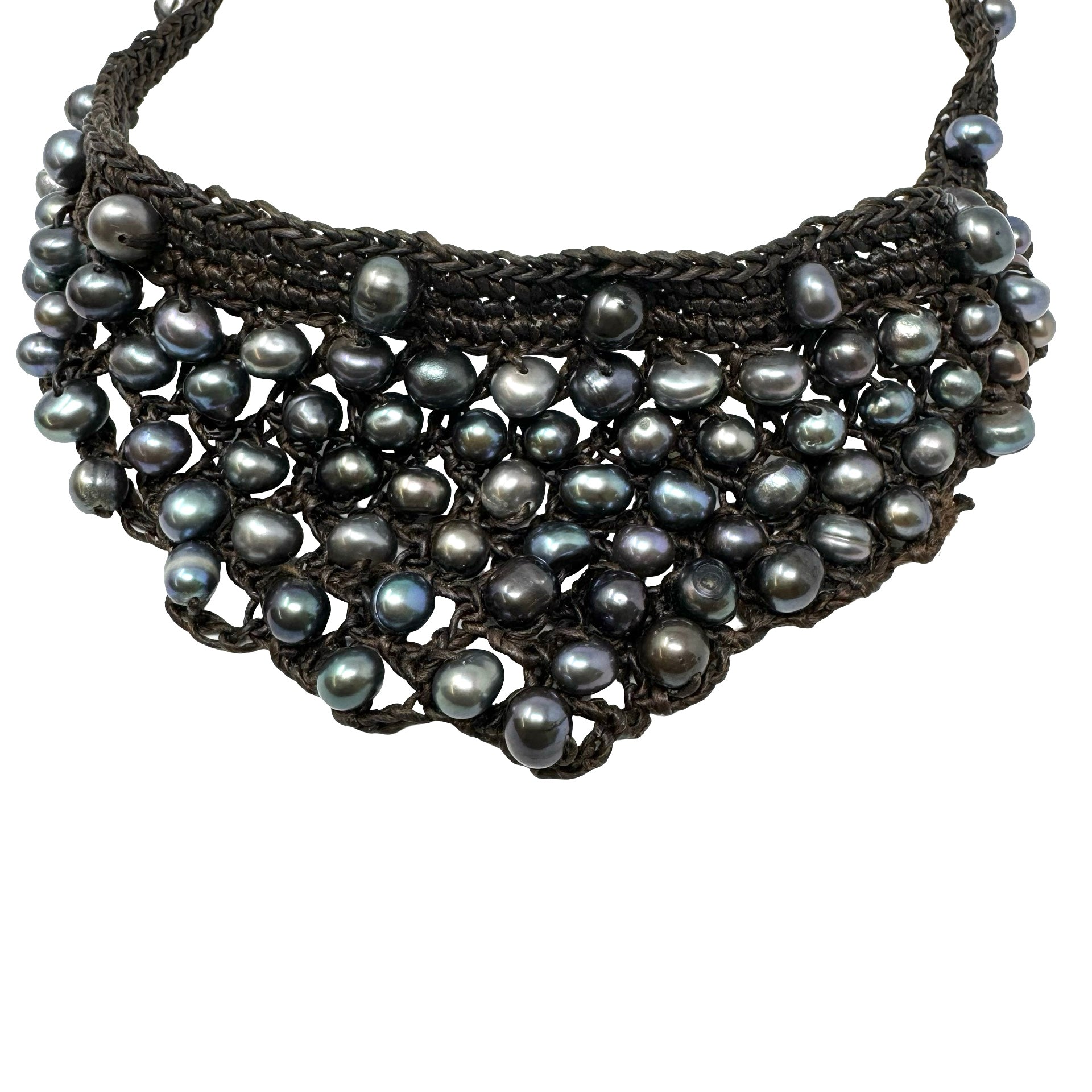 Woven Beaded Pearl Choker Necklace