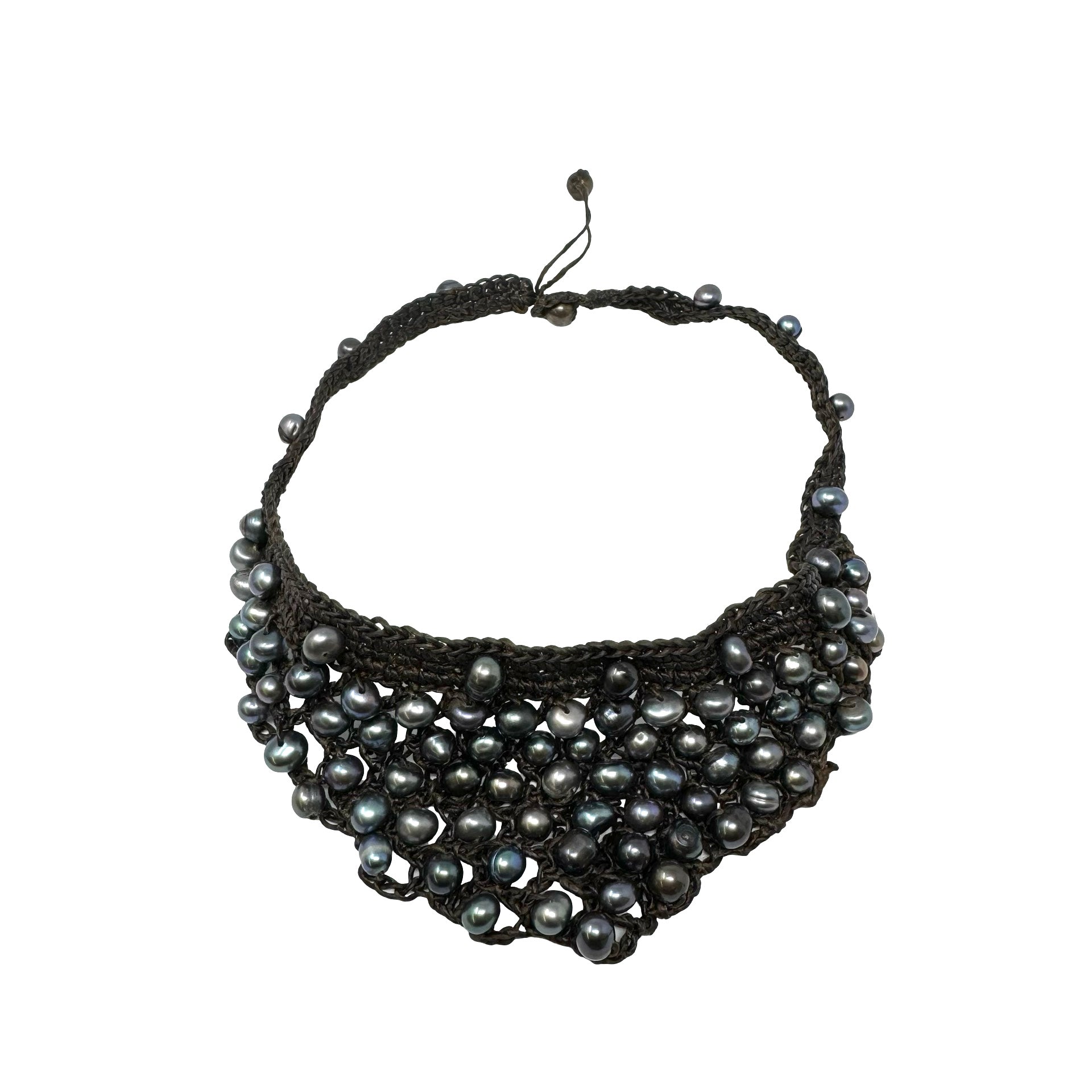 Woven Beaded Pearl Choker Necklace