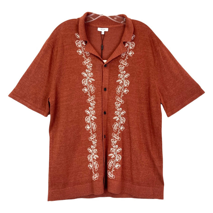 Reiss Boone Embroidered Cuban Collar Shirt-Thumbnail