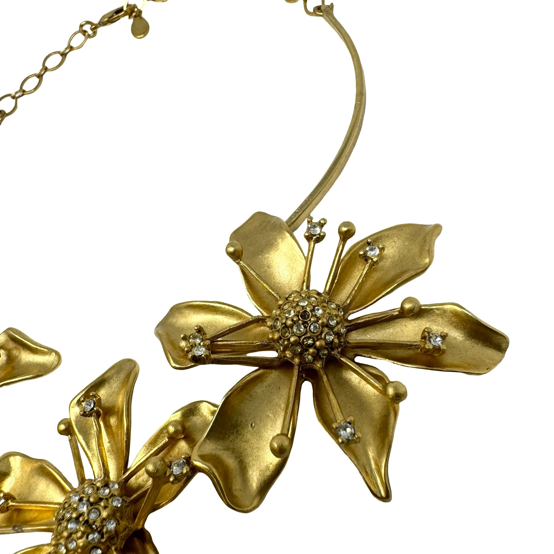 Sequin NYC Gold Tone Floral Necklace