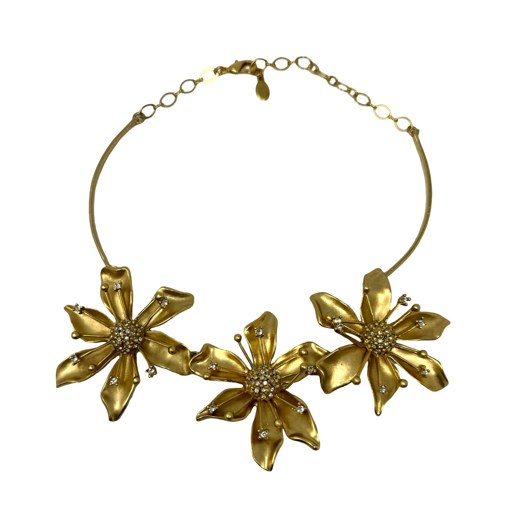 Sequin NYC Gold Tone Floral Necklace