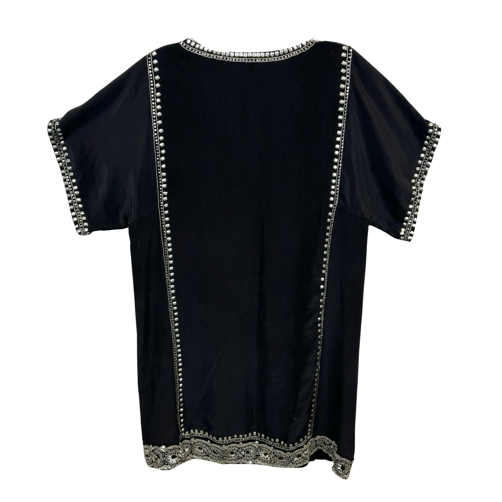 Calypso Beaded Silk Tunic Dress-Back