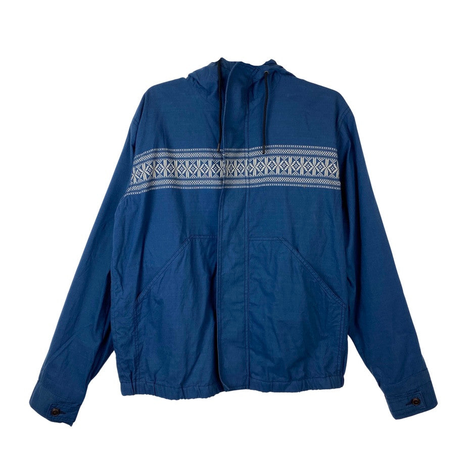 Burkman Bros Fair Isle Zip up Sweatshirt-Blue Front