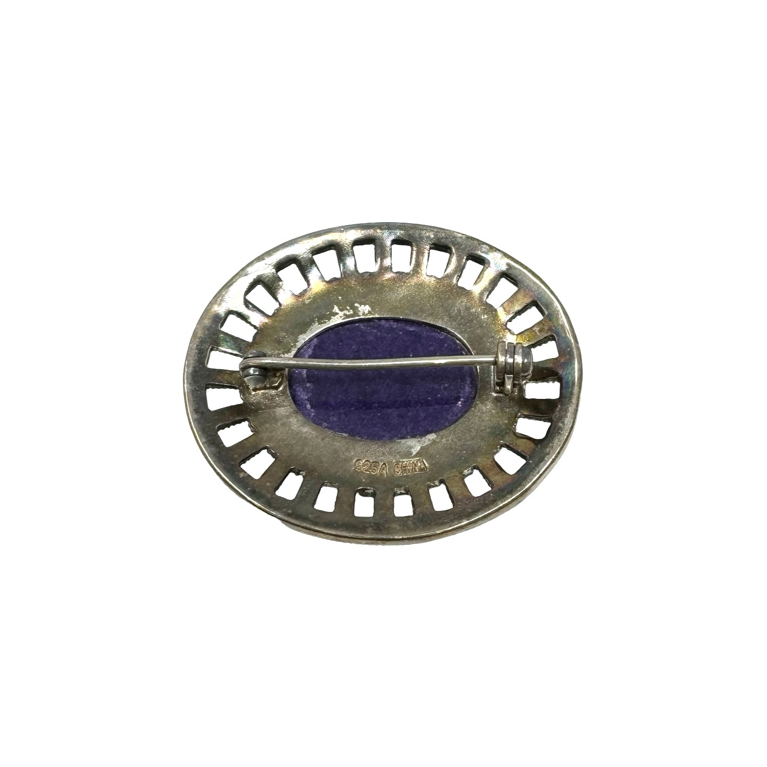 Purple 925 Sterling Silver Brooch