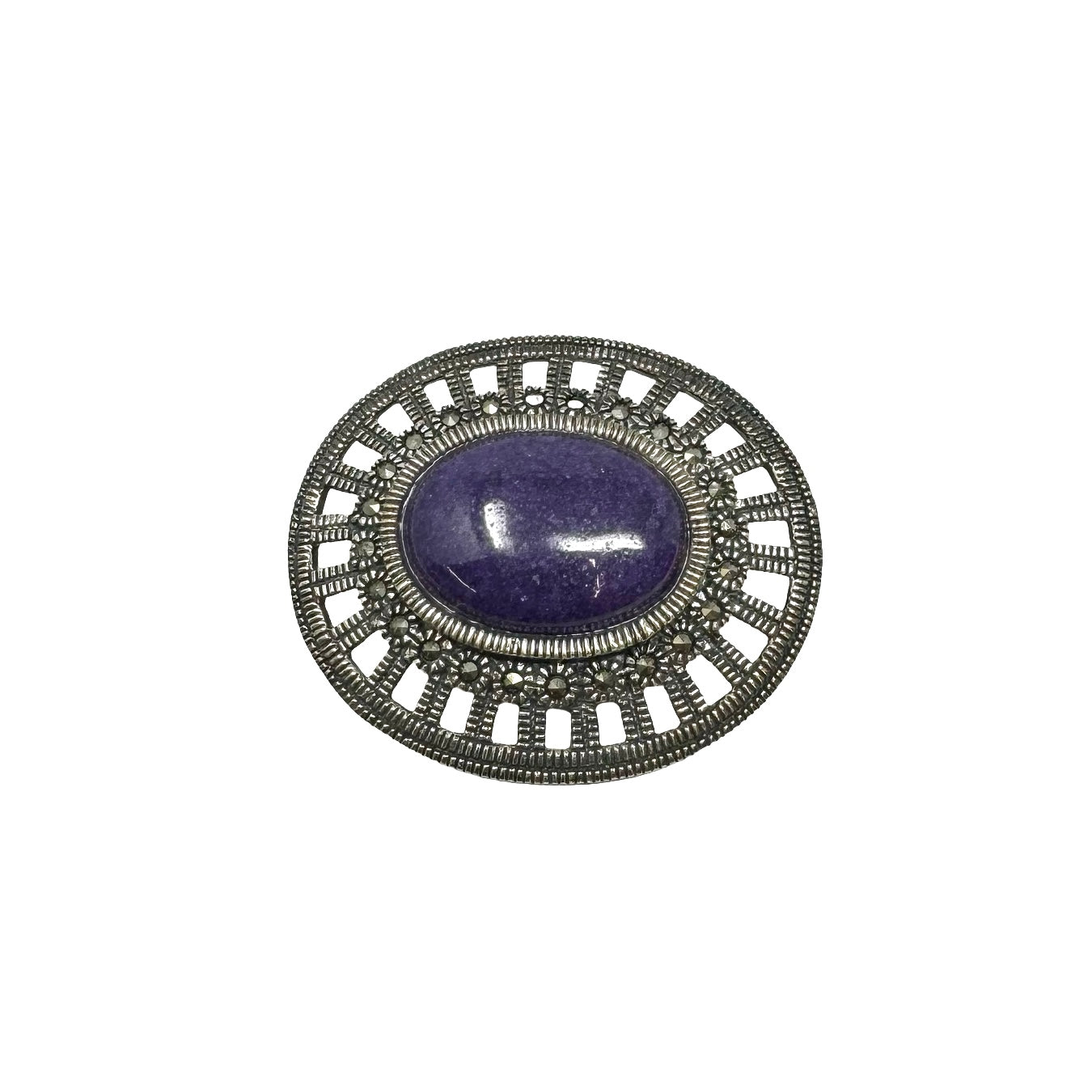 Purple 925 Sterling Silver Brooch