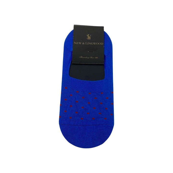 New & Lingwood Blue and Red Dot Ankle Socks-Thumbnail