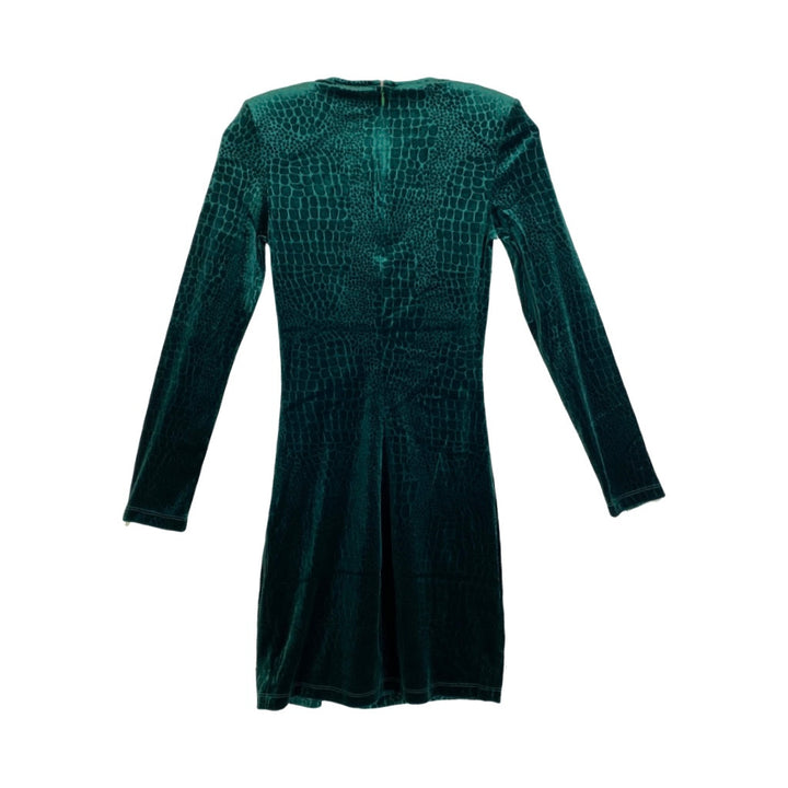 & Other Stories Emerald Animal Print Velvet Mini Dress-Back