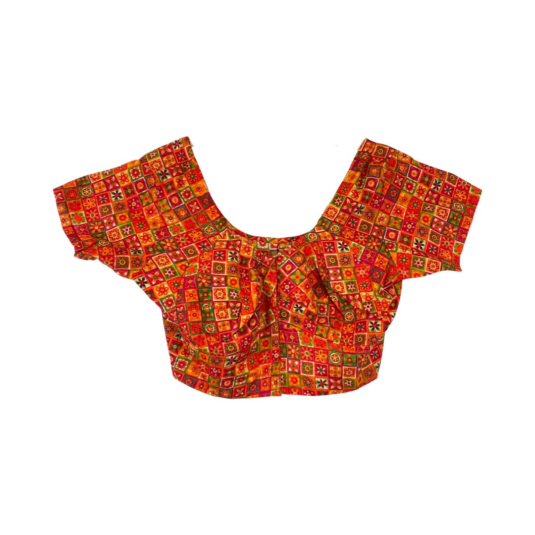 Bidyut Floral Tile Print Crop Top-Back