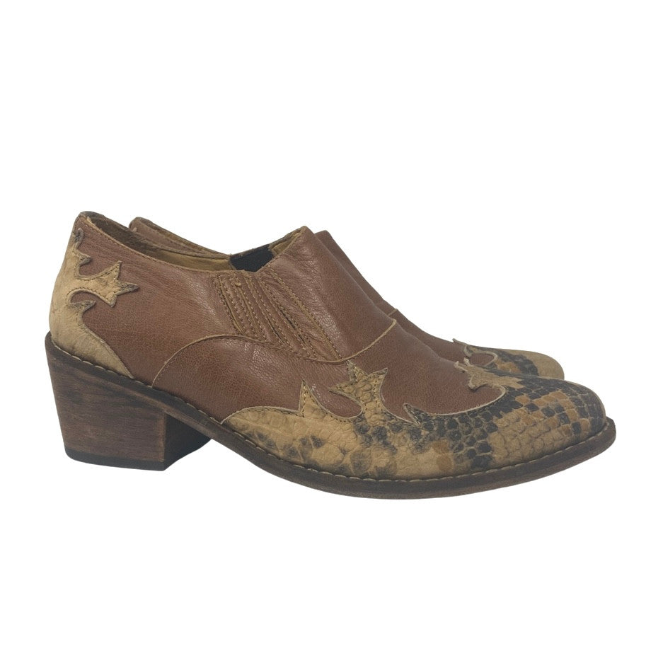 Blasko Leather Snake Embossed Ankle Boots-Thumbnail