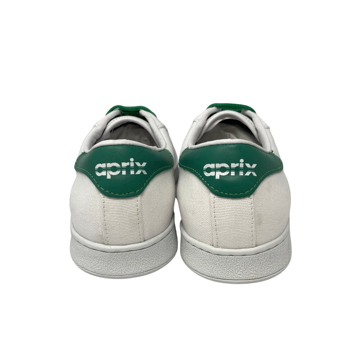 Aprix White Canvas and Kelly Green Accent Sneaker-heel