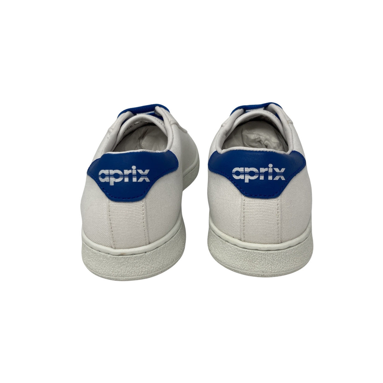 Aprix White Canvas and Royal Blue Accent Kids Sneaker-heel
