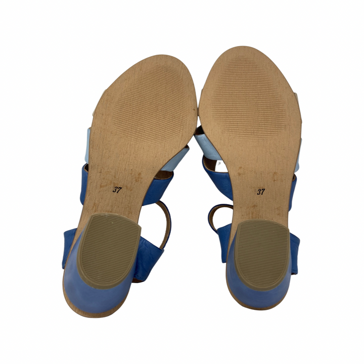 Miz Mooz Multicolor Strappy Block Heeled Sandal-Bottom blue