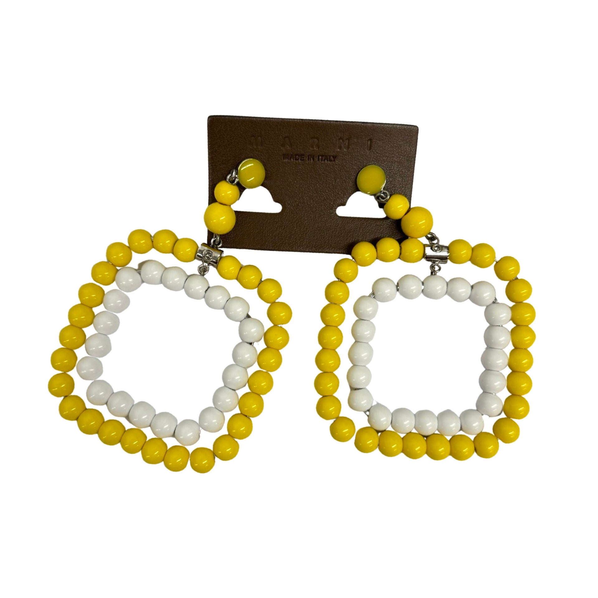 Marni Multicolor Beaded Square Motif Earrings