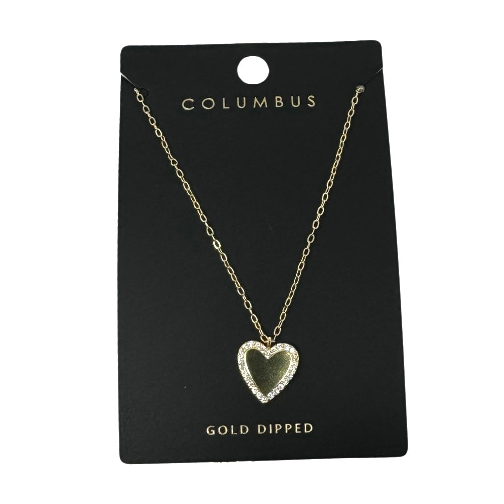 Columbus Gold Dipped Heart Pendant Necklace