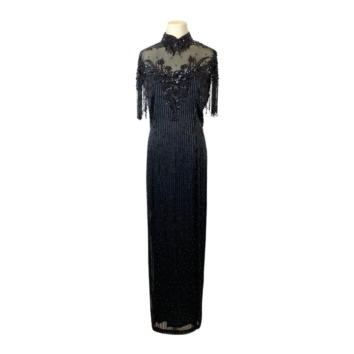 Vintage Niteline Beaded Fringe Maxi Dress