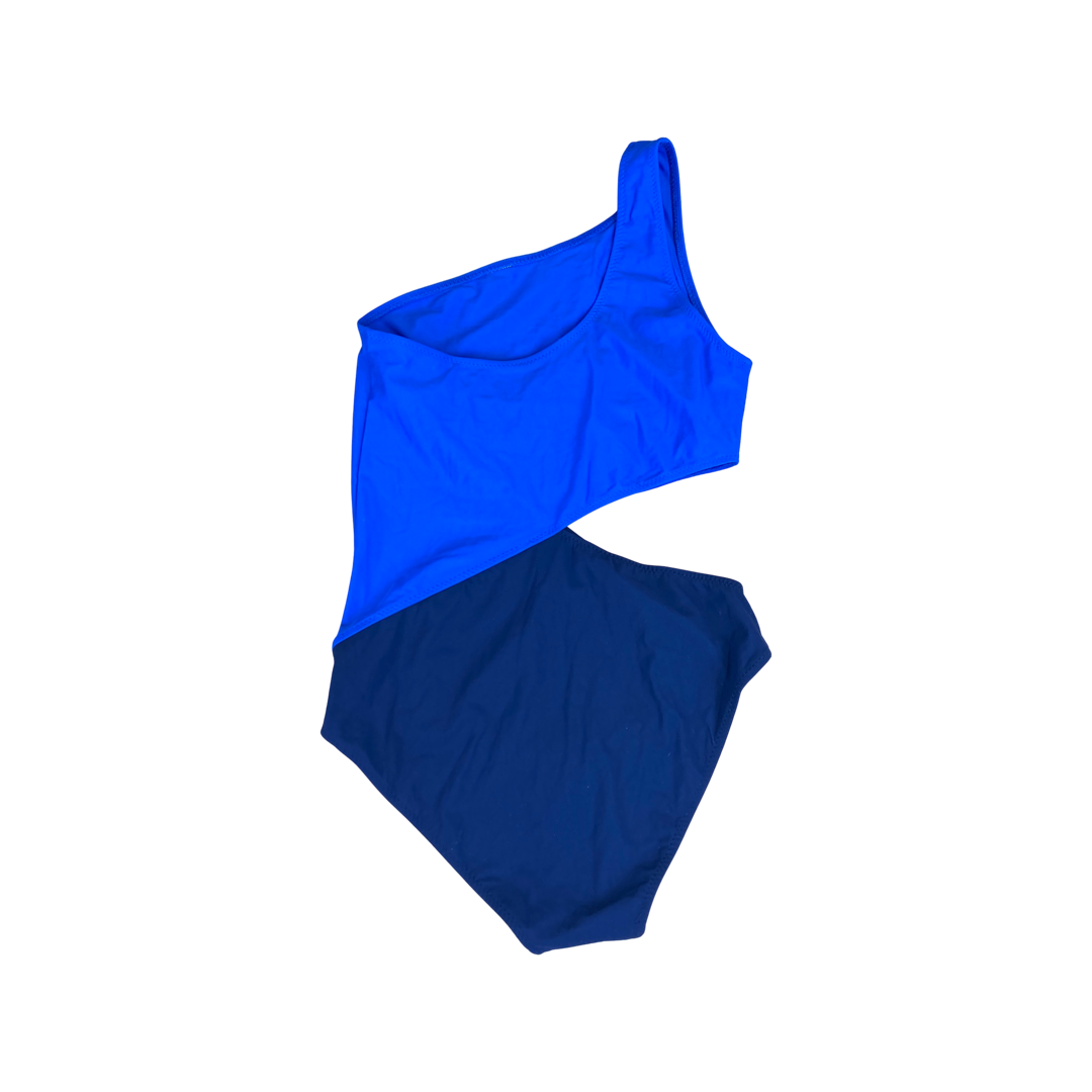 Araks Blue and Navy One Shoulder Colorblock Swimsuit-Back