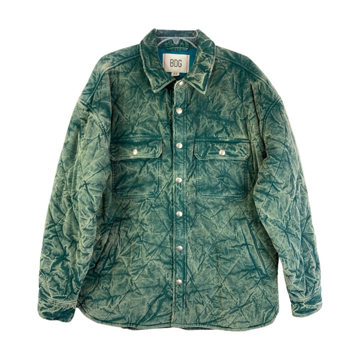 Urban Outfitters X BDG Faded Look Corduroy Quilted Jacket-Green Front