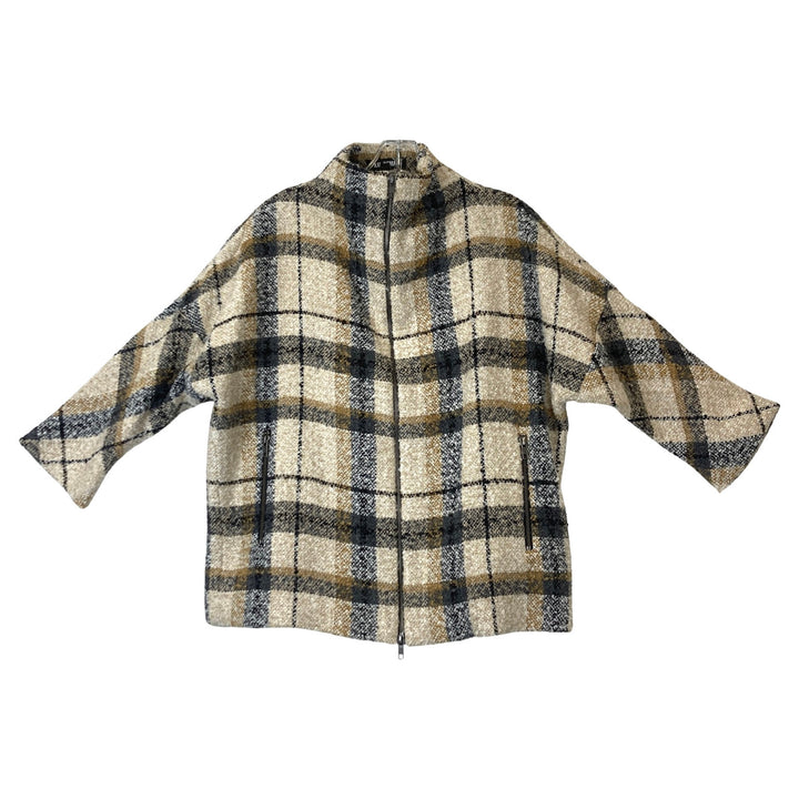 Kal Rieman Boucle Plaid Mock Neck Jacket-front