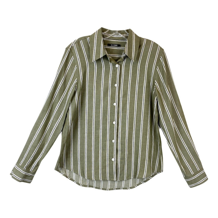 Kal Rieman Olive Striped Button Down-front