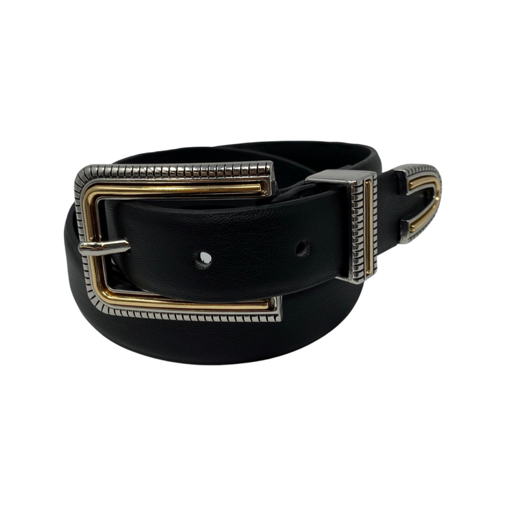 Linea Pelle Metal Detail Black Belt-Detail