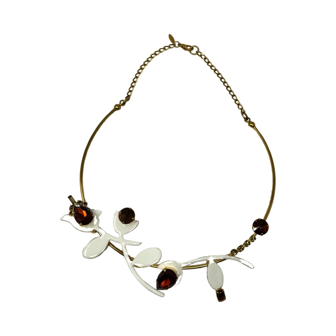 Marni White Enamel and Brown Diamanté Collar Necklace