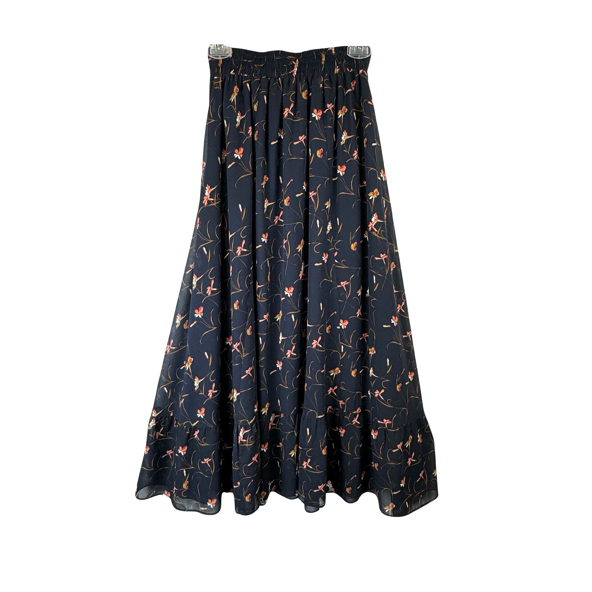 Carolina Cavour Floral Print Button Detail Maxi Skirt