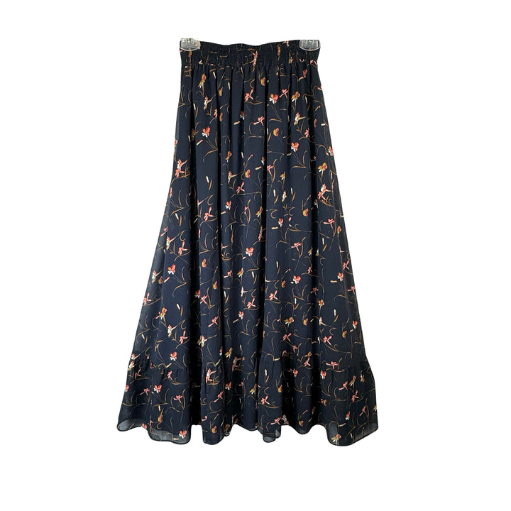 Carolina Cavour Floral Print Button Detail Maxi Skirt