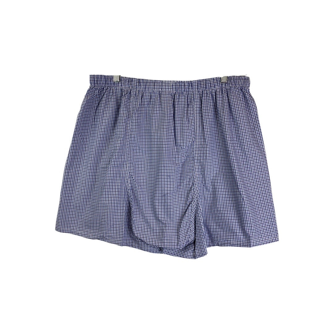 New & Lingwood Blue and White Checkered Cotton Boxers-Back
