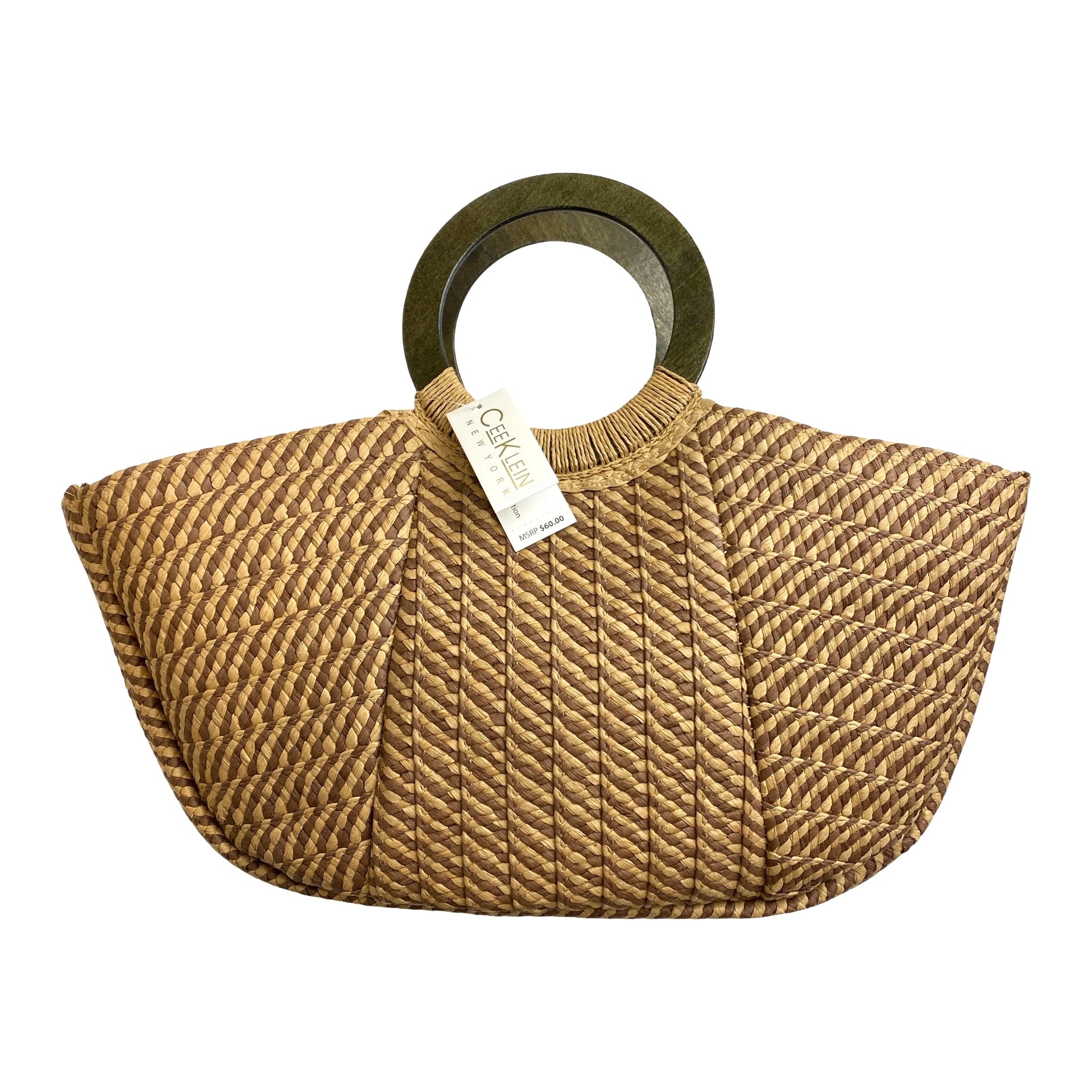 Cee Klein New York Patterned Raffia Beach Bag