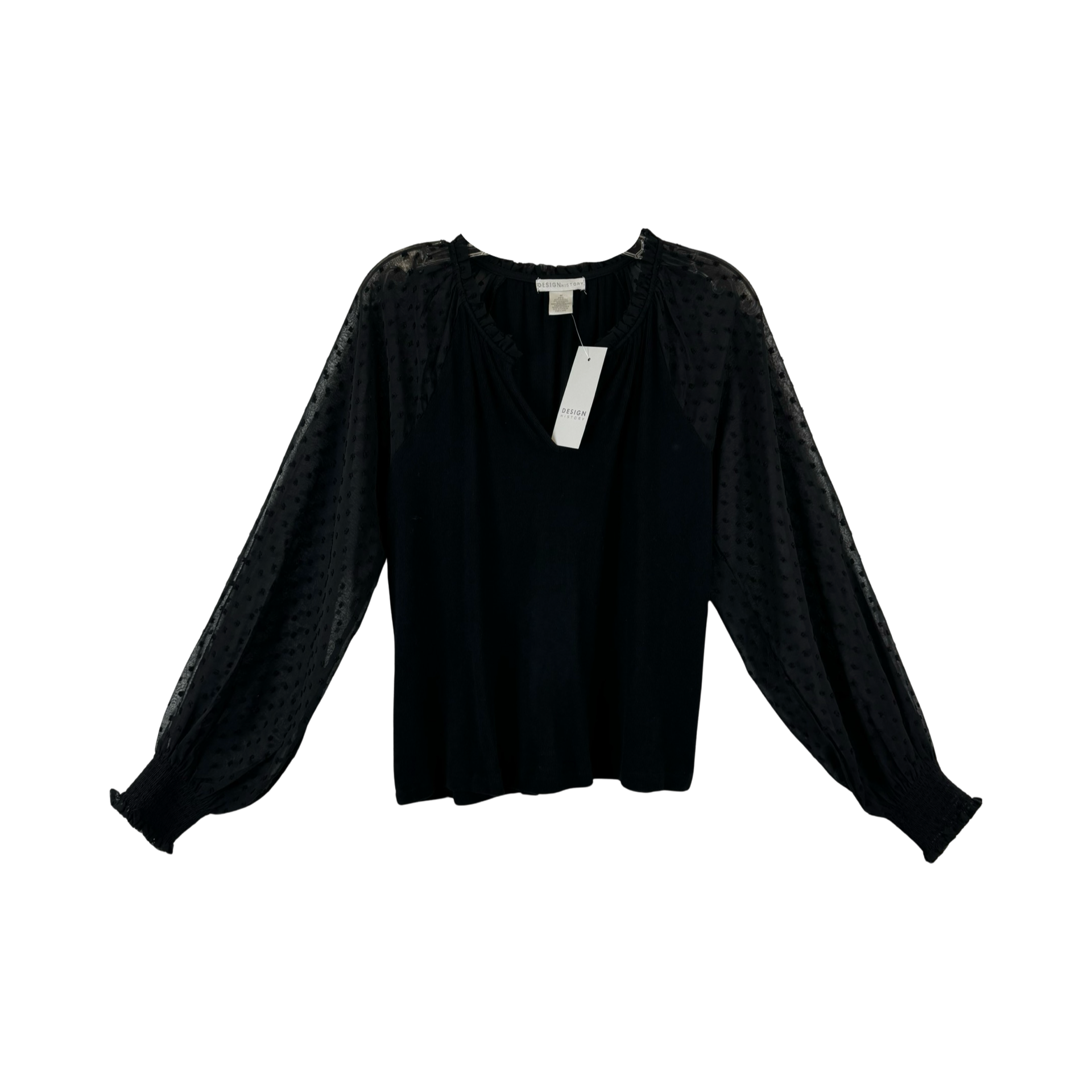 Design History Textured Sheer Long Sleeve Top