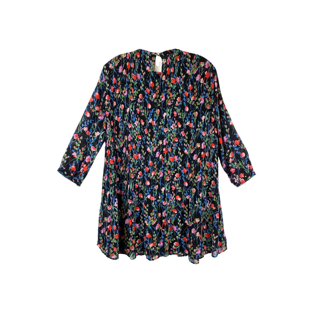 Zara Pleated Floral Mini Dress-Back