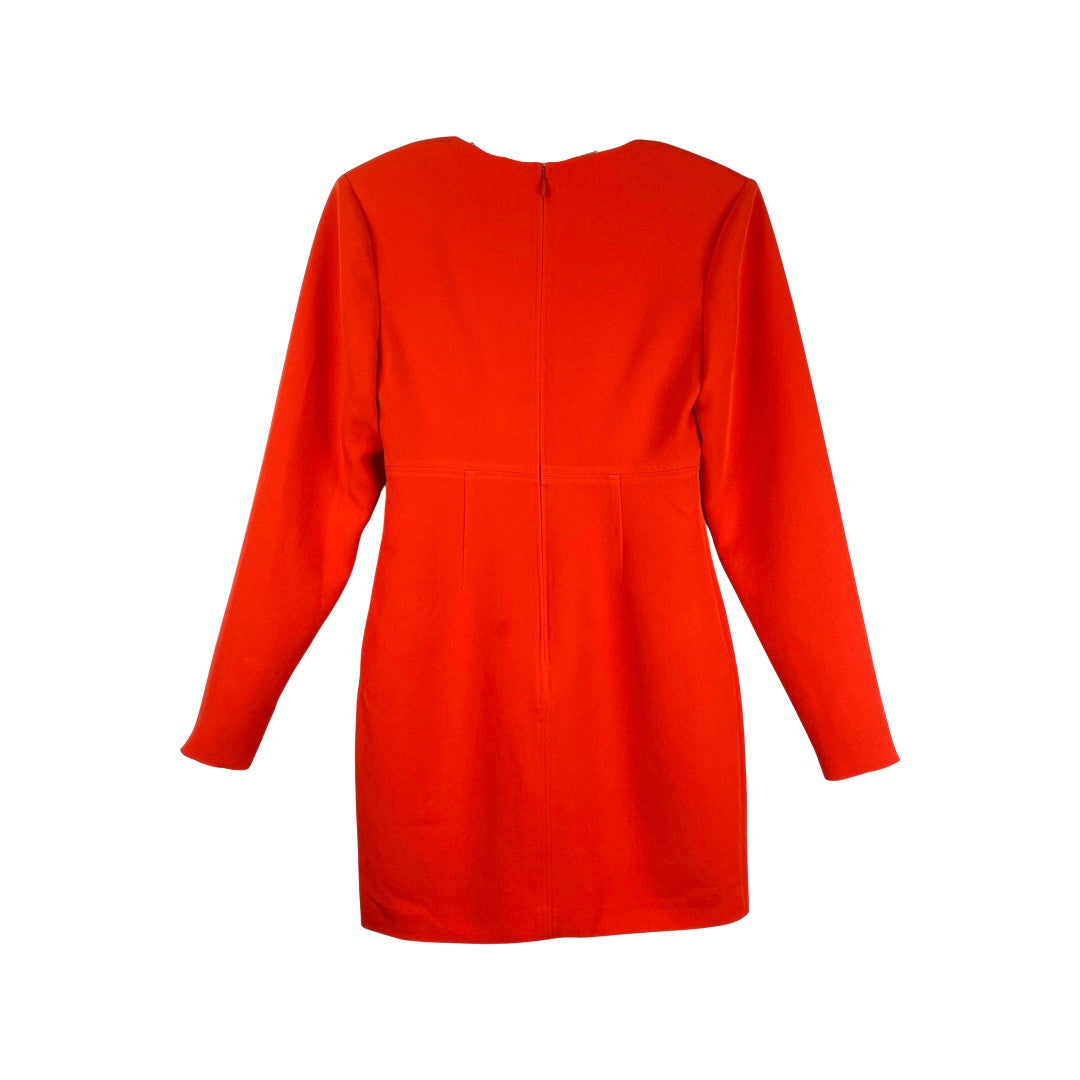 LBV V Neck Dress with Shoulder Pads-Red Back