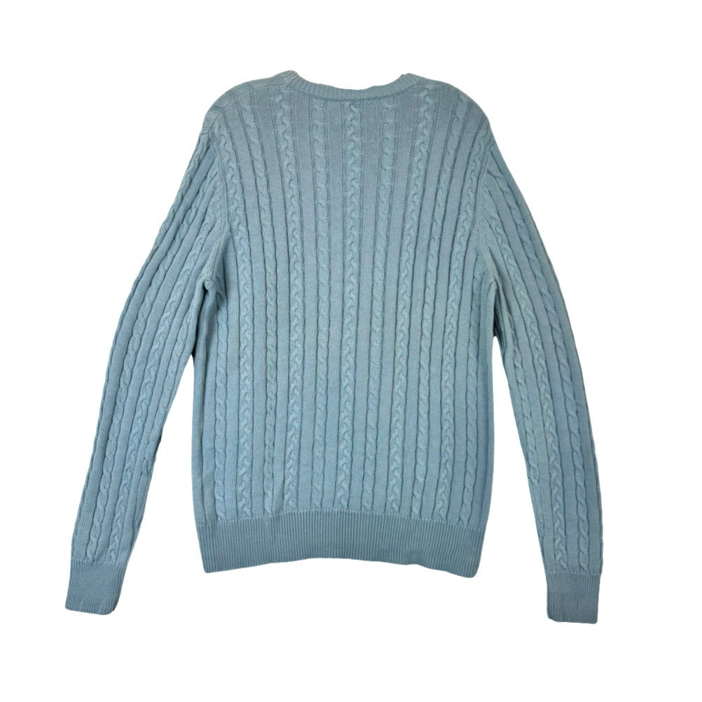 Lad by Demylee Light Blue Cable Knit Sweater-Back
