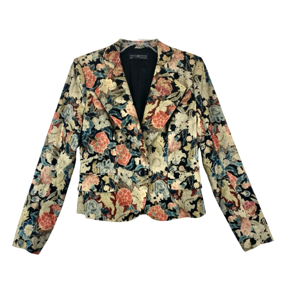 Peruvian Connection Velvet Floral Print Blazer