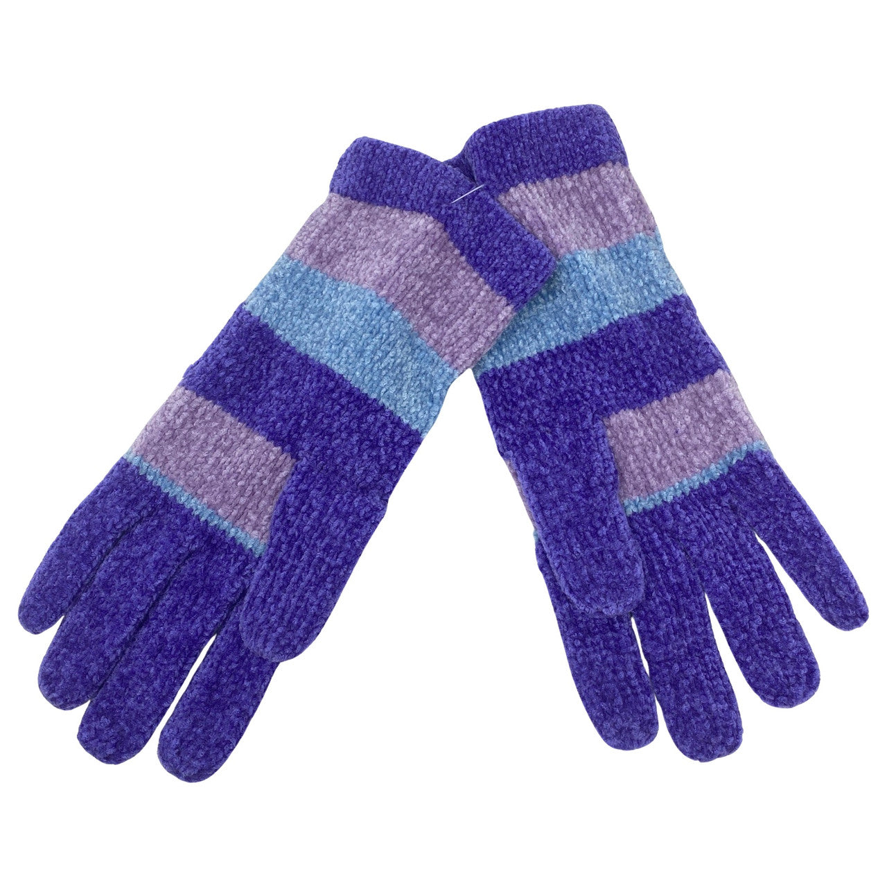 Moschino Striped Chenille Knit Gloves-purple back