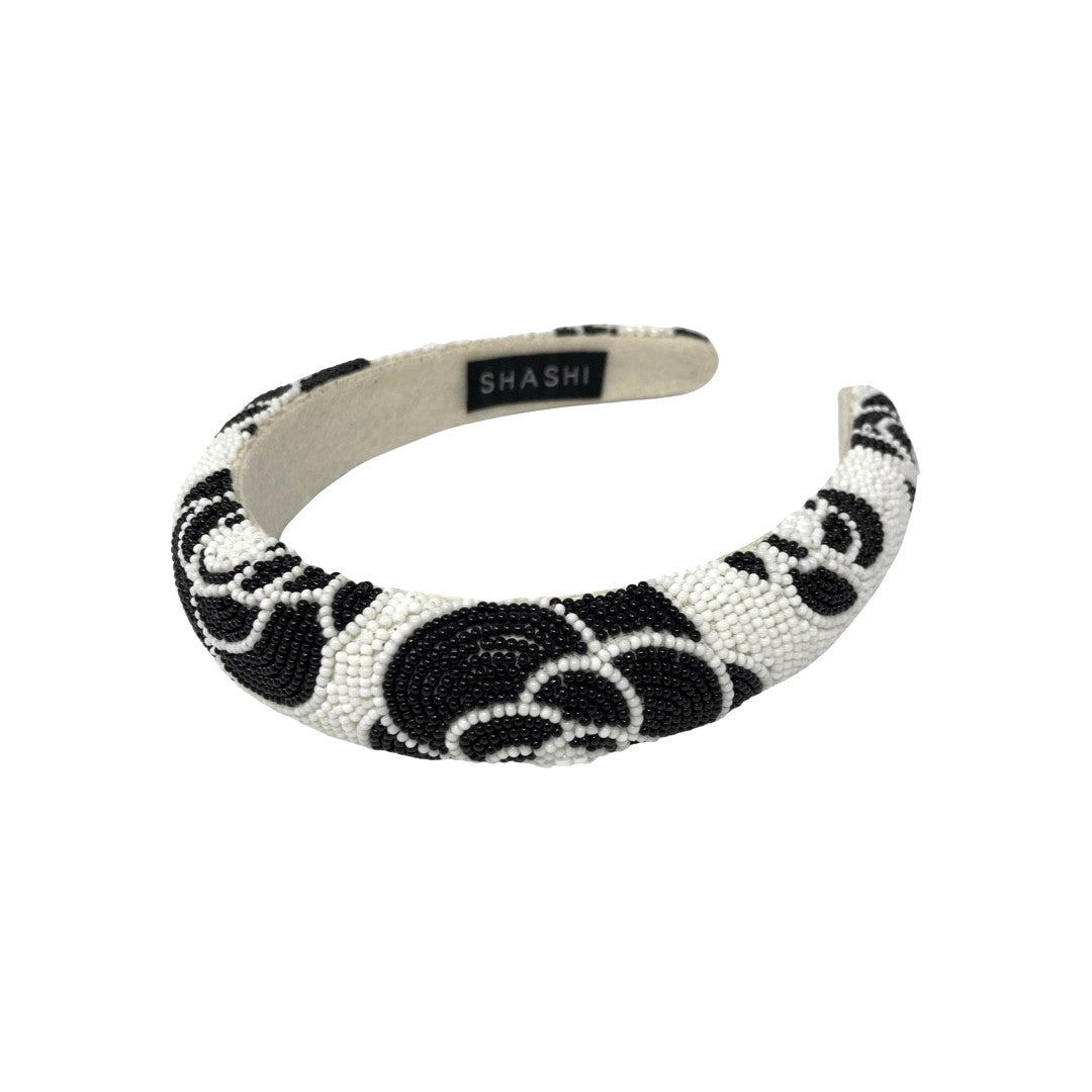 Shashi Black and White Beaded Korina Headband-Thumbnail