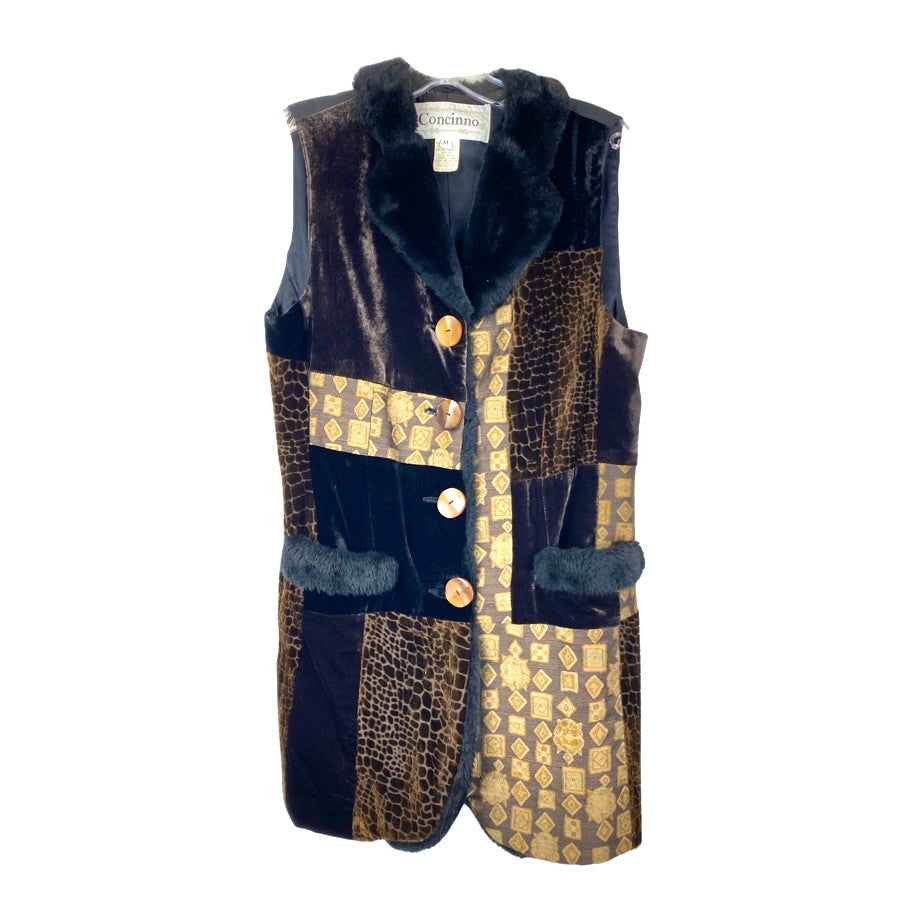 Vintage Concinno Patchwork Faux Fur Vest-Thumbnail