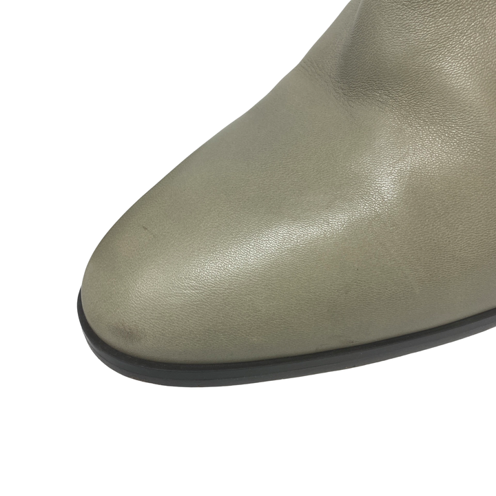Theory Gray Leather Block Heel Boot