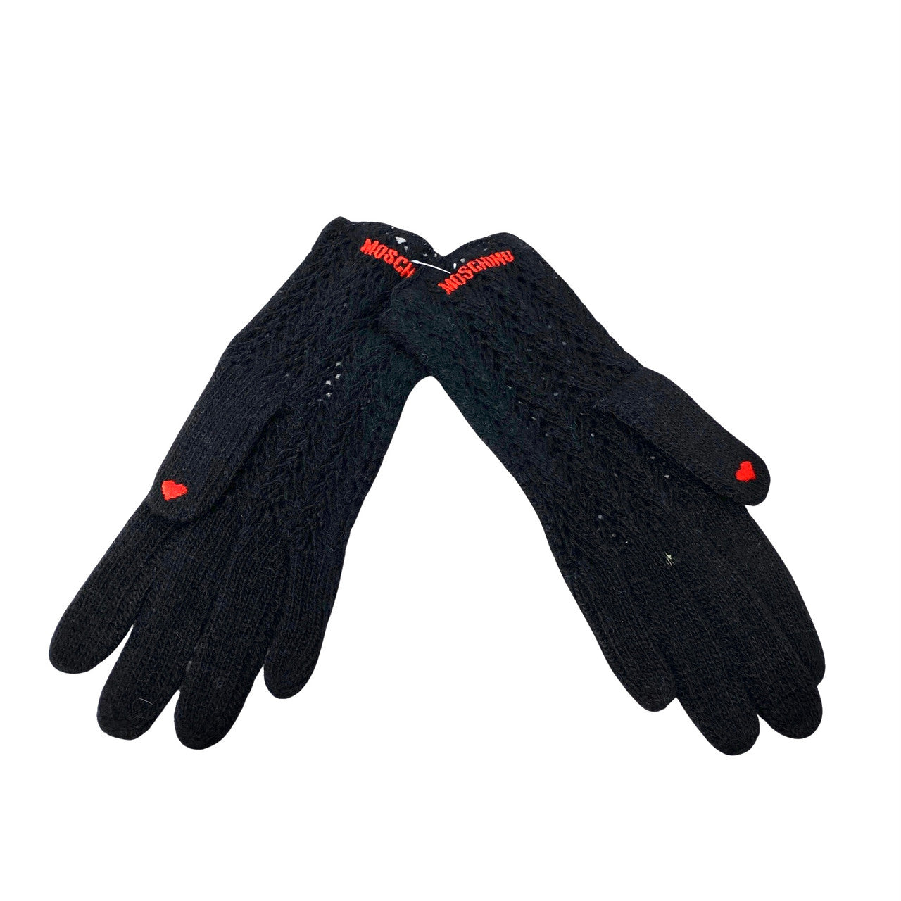 Moschino Knit Heart Fingertip Gloves-Back