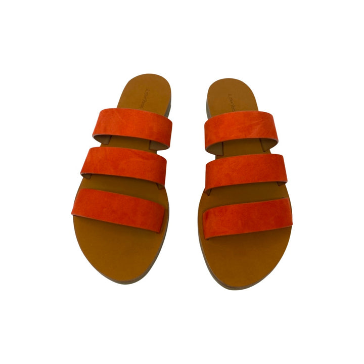 & Other Stories Orange Suede Strap Sandals-Front