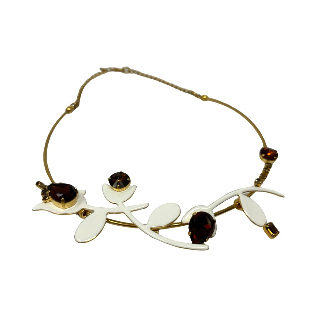 Marni White Enamel and Brown Diamanté Collar Necklace