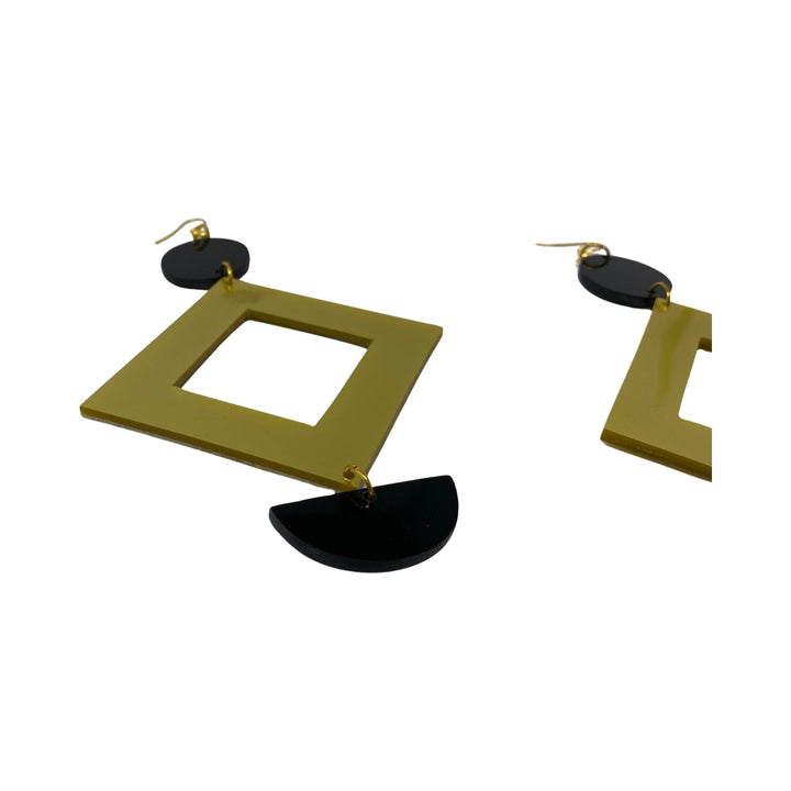 Square Cut-Out Statement Drop Earrings