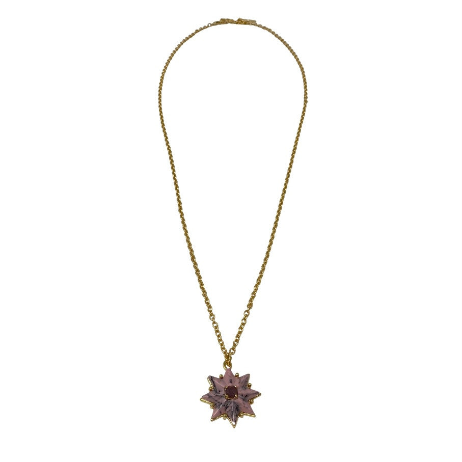 Sole Society Gold and Pink Star Pendant Chain Necklace-Thumbnail